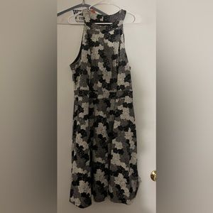 Navy and white brocade halter dress - 3X